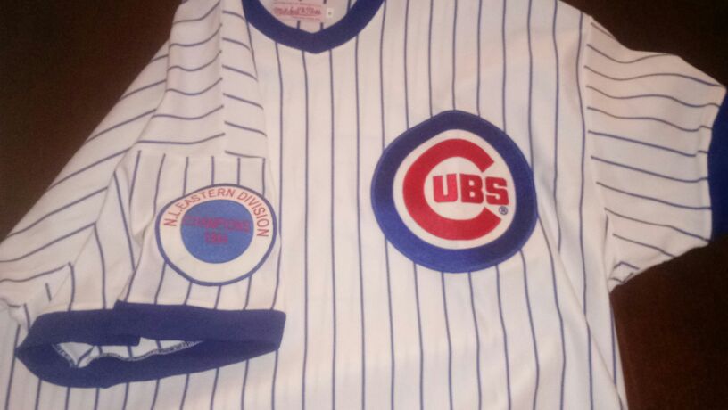 Ryne Sandberg Men's Mitchell And Ness Chicago Cubs size 2X Authentic White Throwback Jersey World Series Champs