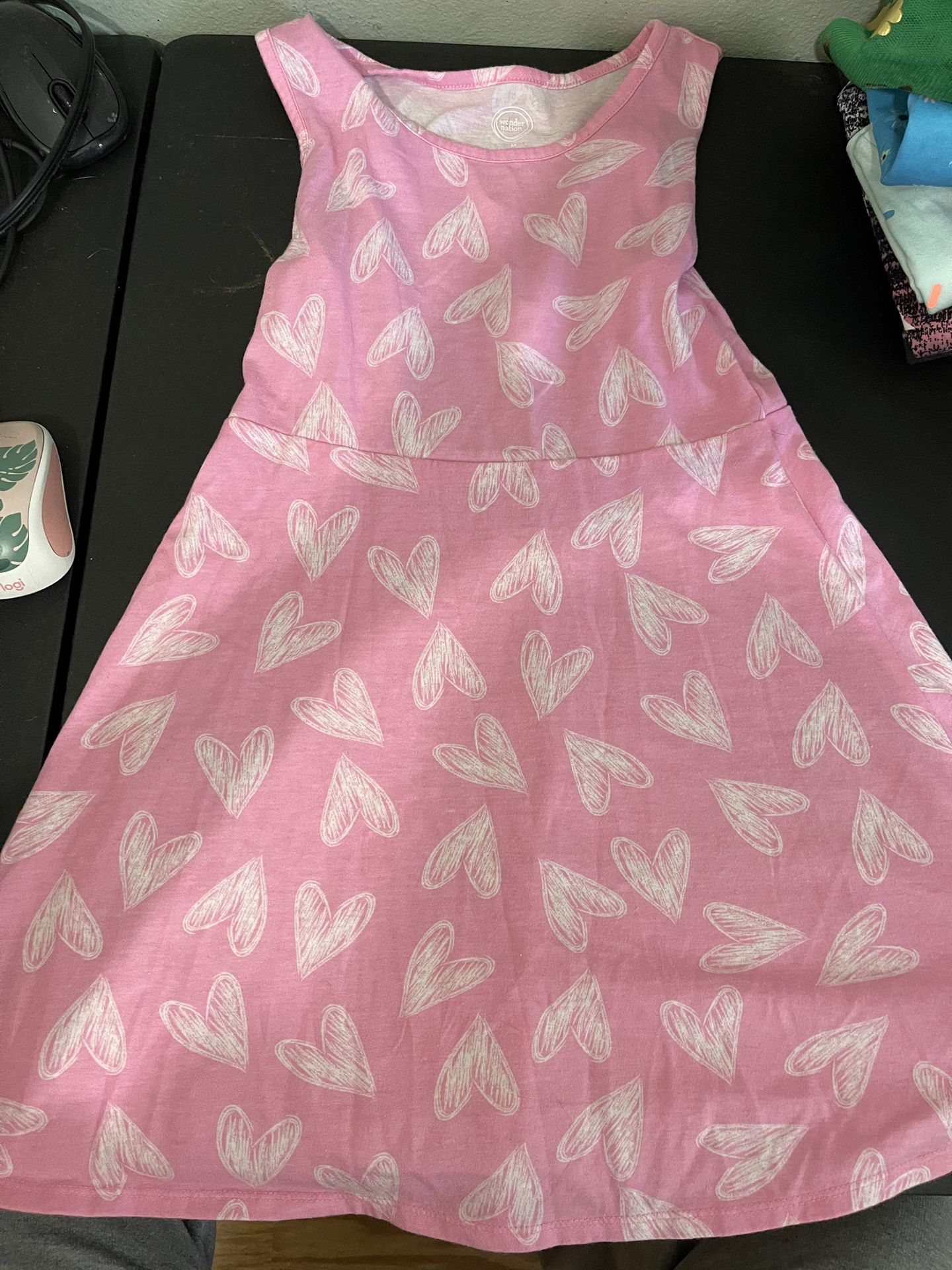 Girls Pink heart Dress Size 7-8