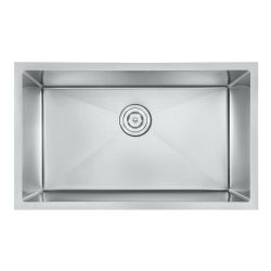 Attop Handmade Stainless Steel 32 in. Single Bowl Undermount Kitchen Sink with Strainer
