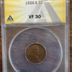 1926-S Lincoln Wheat Cent VF30 ANACS