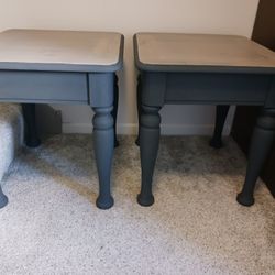 2 Refurbished Solid Wood End Tables