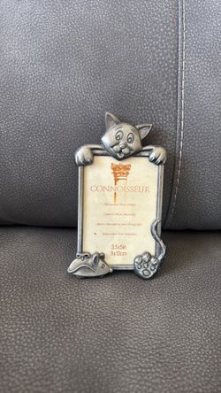 New Connoisseur 3.5” x 5” Cat Mouse Silver Picture Photo Frame