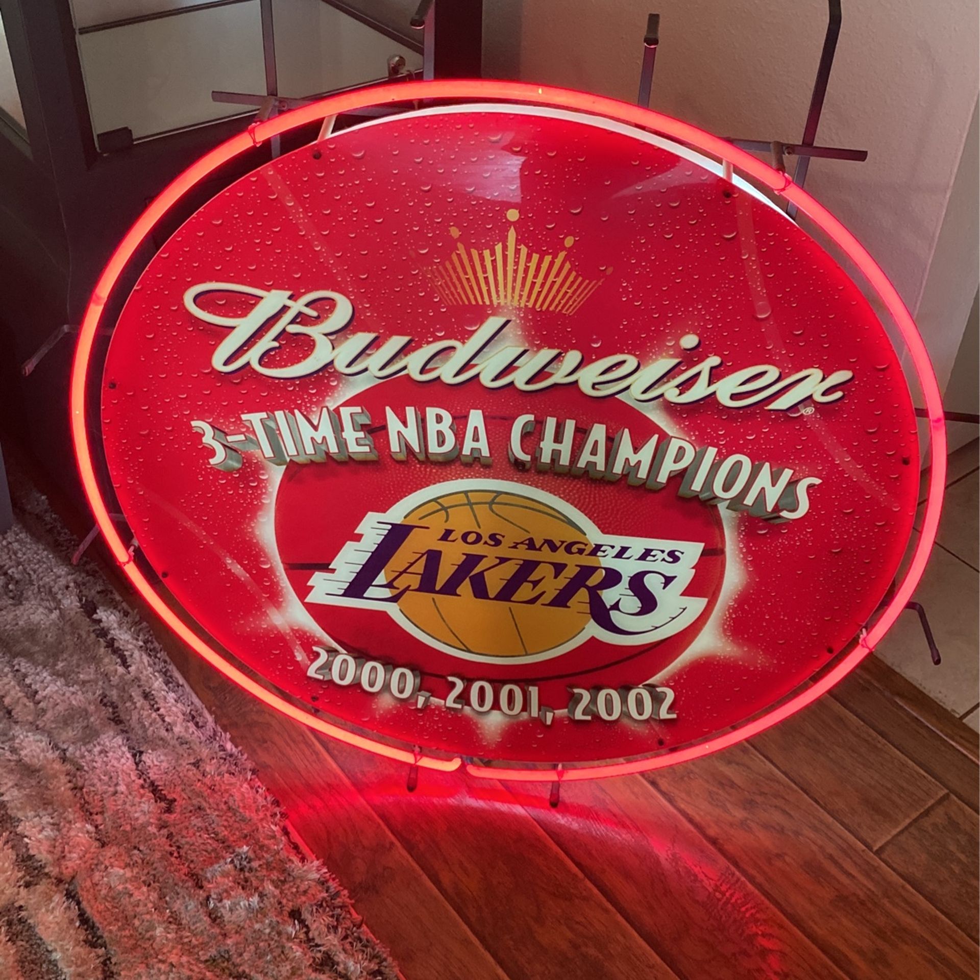 Vintage Lakers Neon 2000 2001 2002 3 Time NBA Champions Budweiser Neon Sign Works Beautiful $400