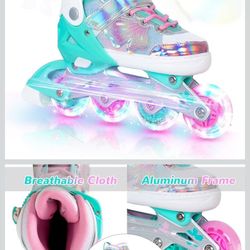 Girls Inline Skates for Kids Boys, 4 Sizes Adjustable Butterfly Blades Skates with All Light up Wheels - Birthday Gift for Indoor Outdoor Sports