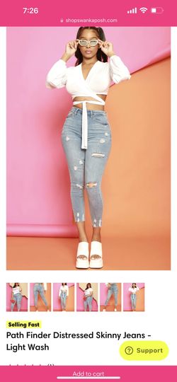 Path Finder Distressed Skinny Jeans - Light Wash