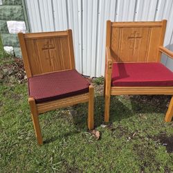 Solid Red Oak Center Chair With 1 Side Chair