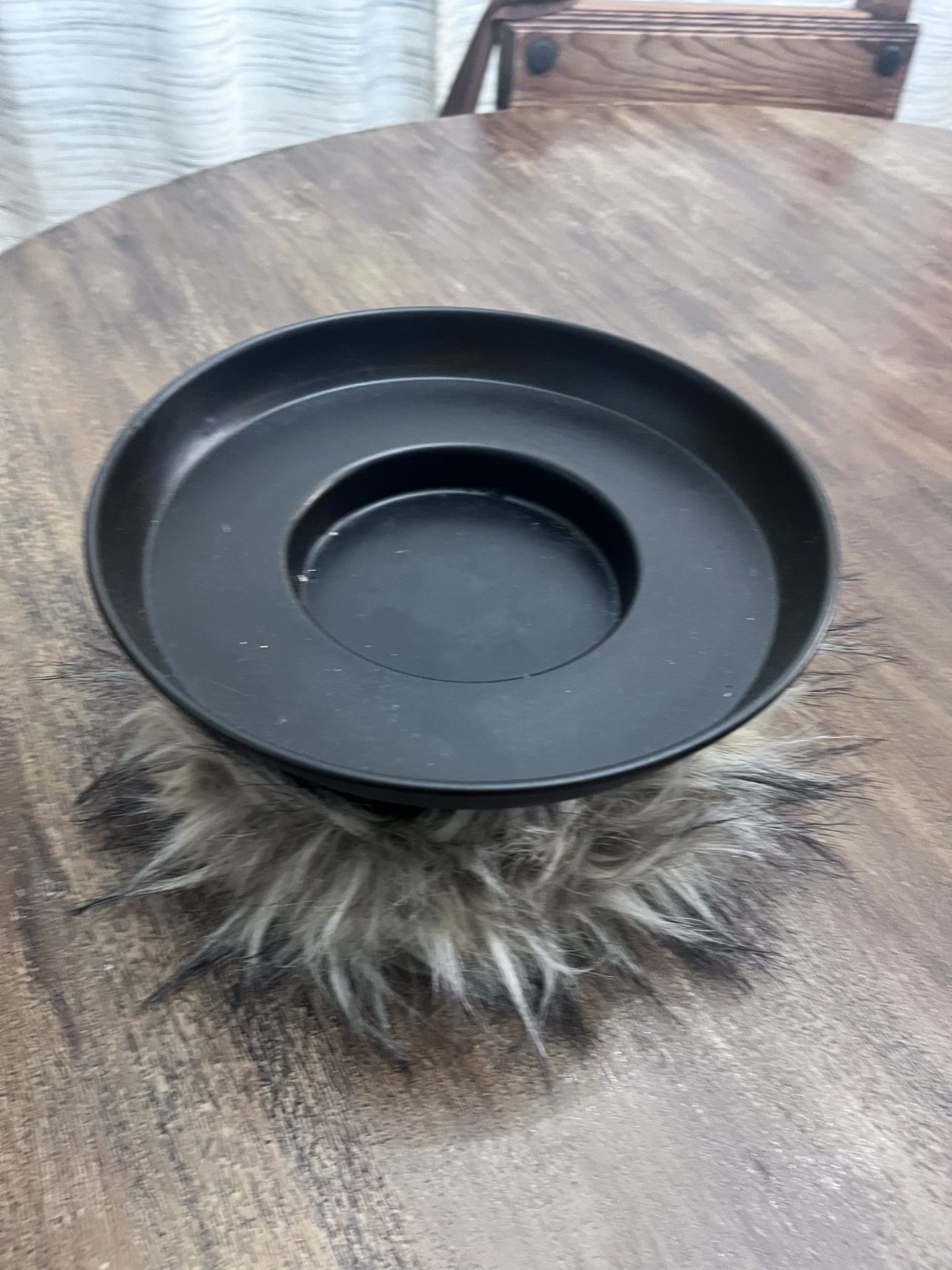 Metal And Fur Candle Holder