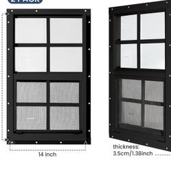 COLORPAPA Shed Windows,14" x 21" Small Sliding Windows,Flush Mount Windows with Tempered Glass and Fiberglass Screen for Shed, Chicken Coop, Pl