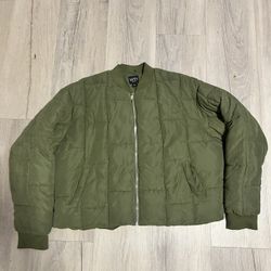 Tall Boxy Peached Square Quilted Bomber Jacket 