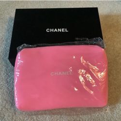 Chanel Beaute Pink Cosmetic Case Makeup Pouch Bag