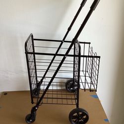 Costway Small Folding Shopping Cart with Adjustable Handle