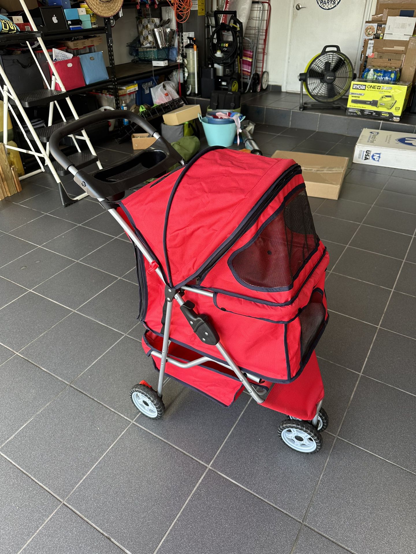 Folding Pet Stroller For Medium Dogs And Cats.