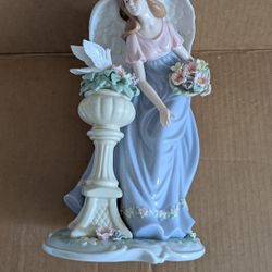 Angel Figure Porcelain Hand Painted 12" Height Members Mark 