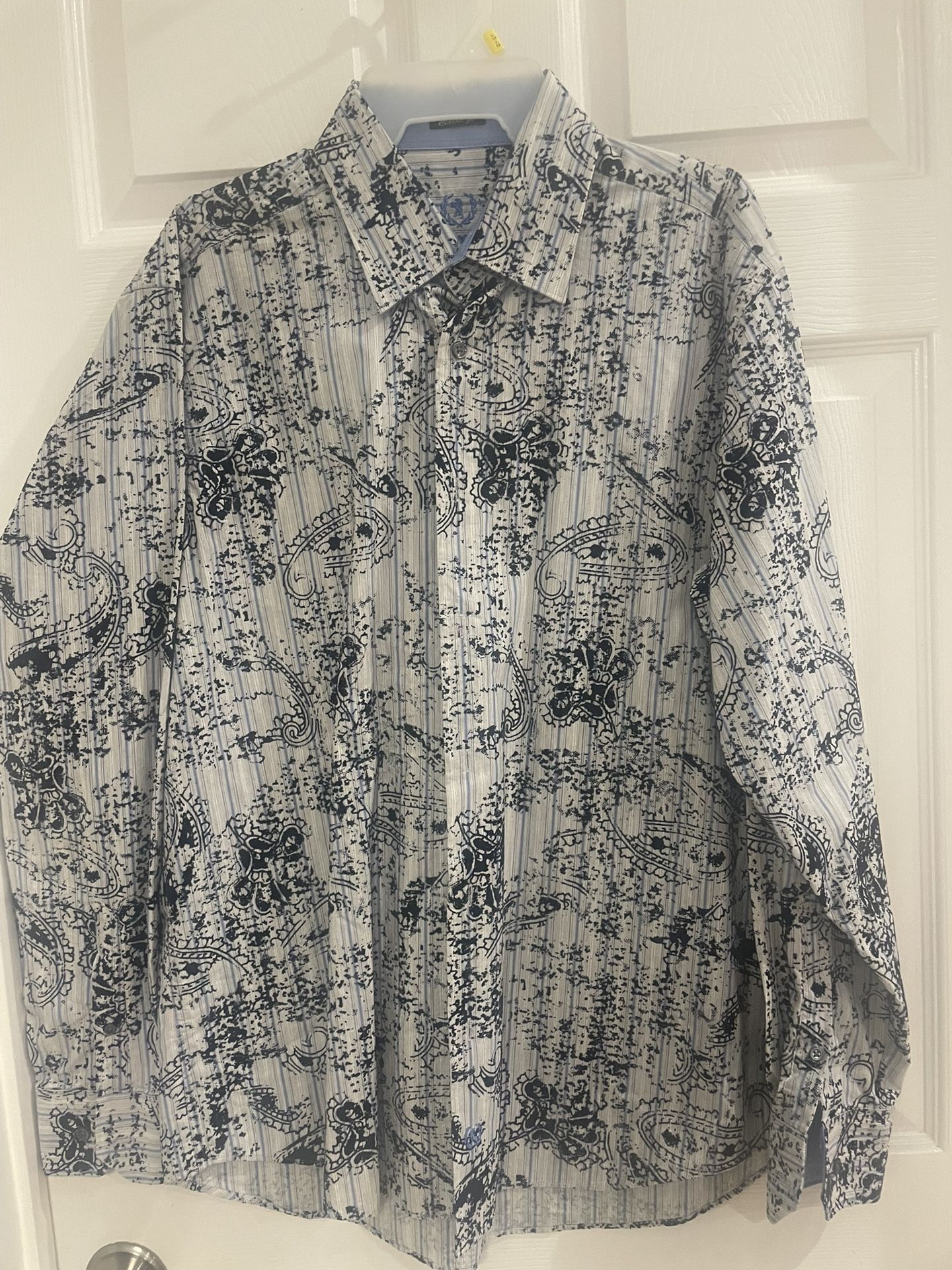 Bugatchi Uomo Men's Black And Blue Dress Shirt, Large - www.confineg.com