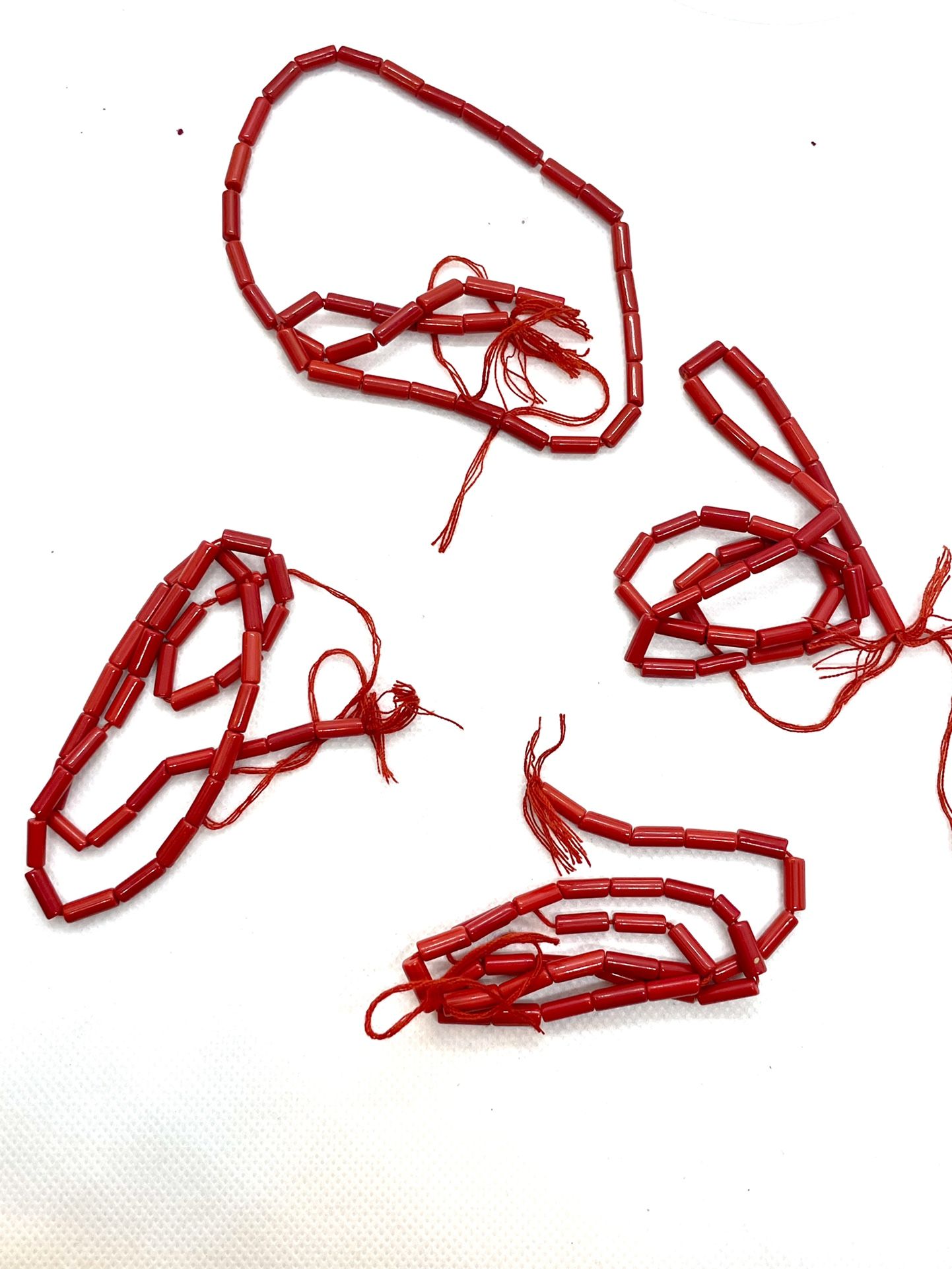 Strand Of Coral Tube Beads