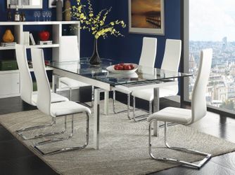 Brand New 7 Piece Chrome/Glass Dining Set