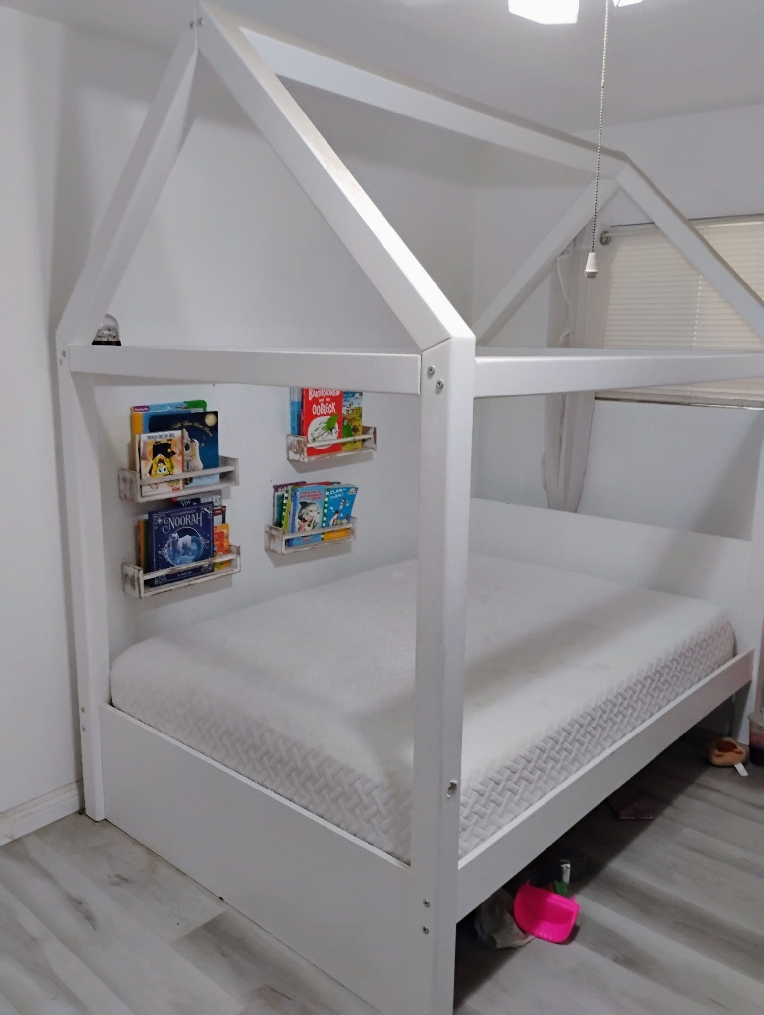 Full Size Canopy House Bed Frame Solid Wood