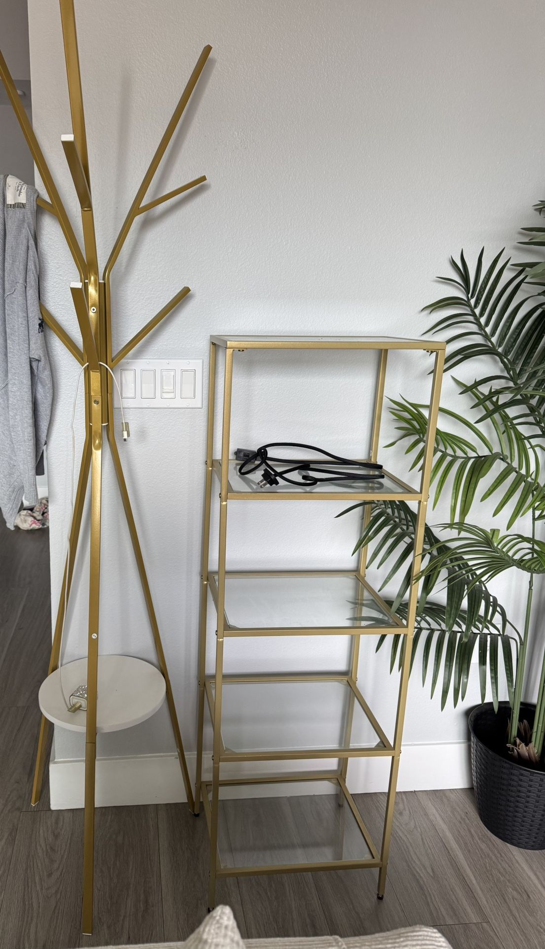 Coat rack & 5 tier shelf
