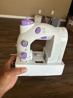 Mini Portable Sewing Machine White Purple