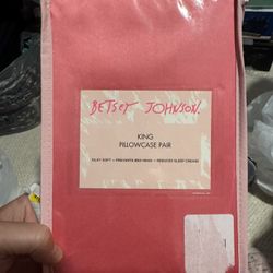 New Betsey Johnson King Pillowcase Pair Pink 