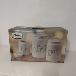 Parini 3-Piece Ceramic Canister Set: Tea, Sugar, Coffee 