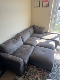 Gray Fabric Sectional Sofa with Chaise Storage
