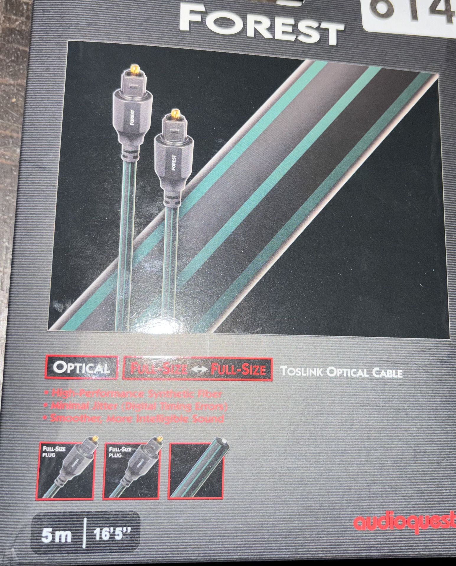 Audioquest 5m To slink Optical Cable Forest green Brand New