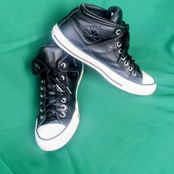 Black Leather All Star Chuck Taylors