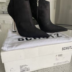 New Schutz Black Suede Booties 