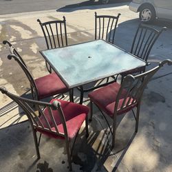 Outdoor glass patio Table with chairs