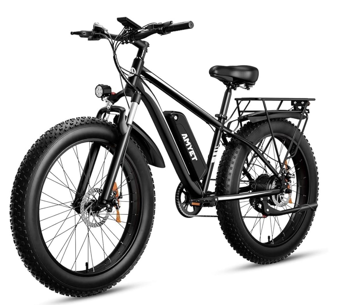 AMYET EB26 Electric Bike for Adults Peak 1500W Electric Bicycle 48V 15AH (720WH) Battery Electric Bike 26" Fat Tire Mountain 28mph 7 Speed Gears Ebike