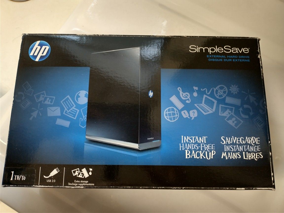 External Hard Drive HP 1 TB storage Simple save