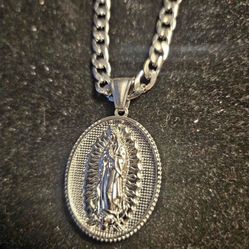 Sterling Silver Virgen De Guadalupe Pendant 