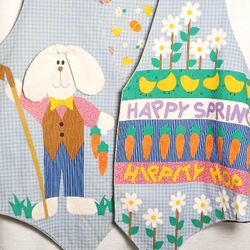 VTG Adult L/XL Reversible Vest Gardner Bunny Easter Flowers Spring Eggs Pastel 