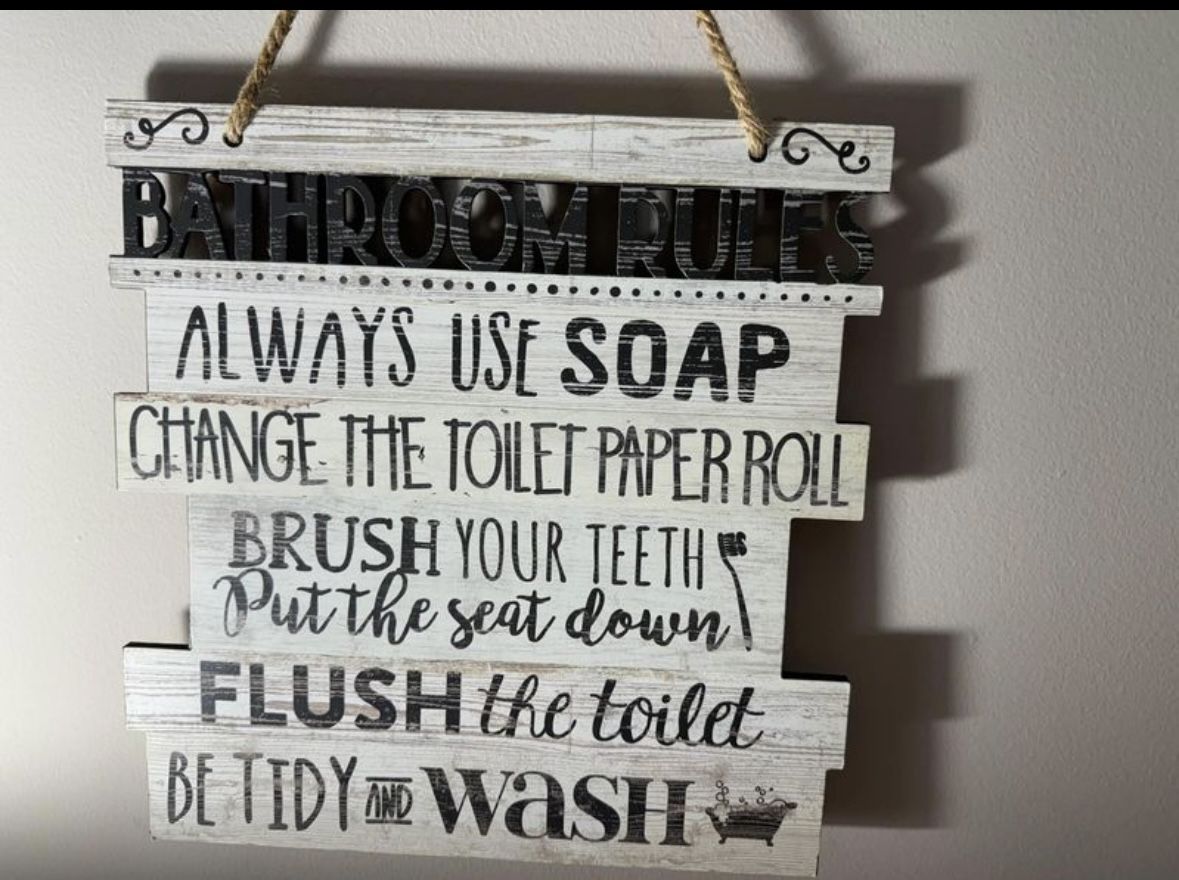 Restroom Rules Wall Hanging Frame!