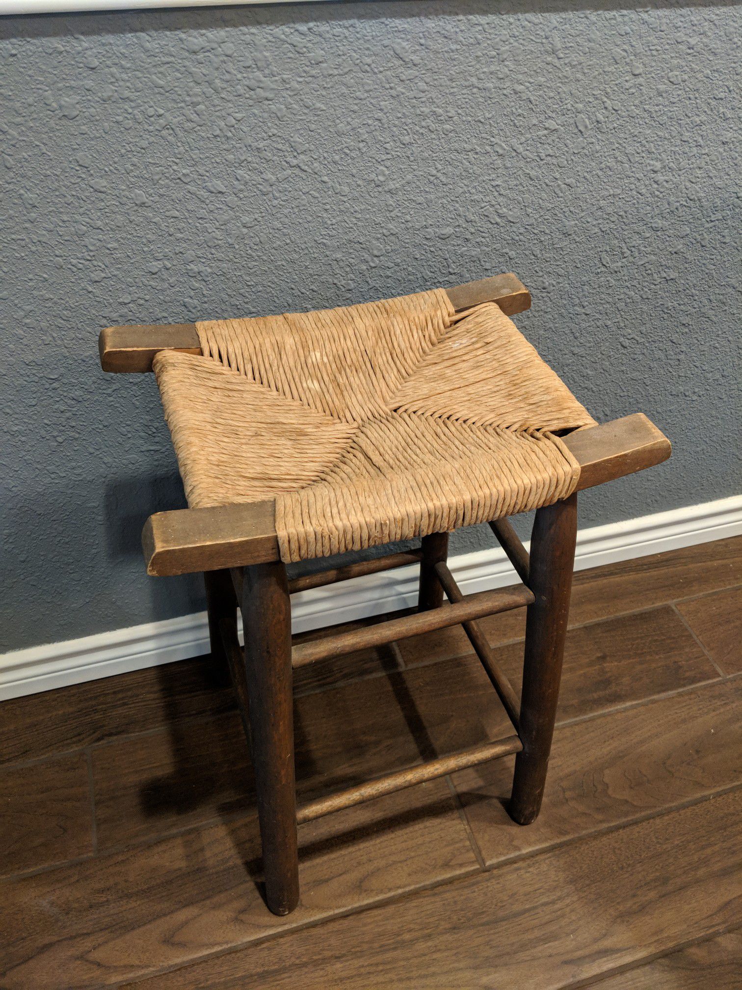 Swedish Style Wooden Wicker Stool Seat Chair