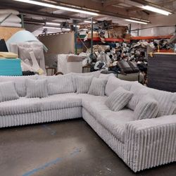 BRAND NEW 9x9ft SECTIONAL SOFAS  CORDOROY LIGHT GREY  custom made available