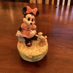 Vintage Disney Schmid Minnie Mouse Figurine Music Box