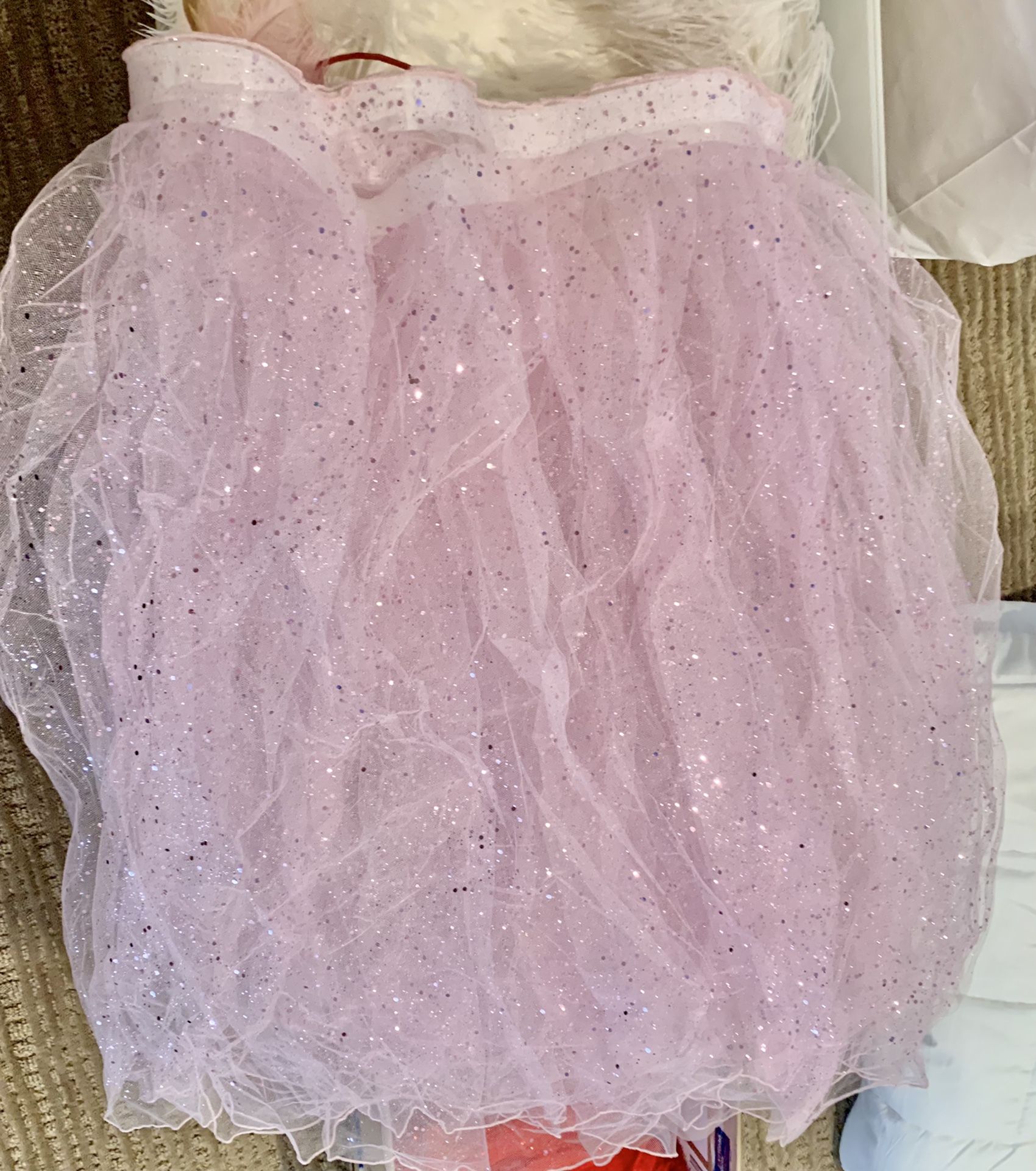 Glitter pink tulle table skirt party decoration