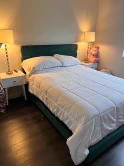 Queen Bed,  bed frame, and head board