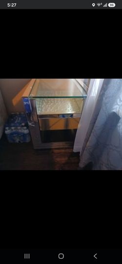 Glass and rhinestone coffee table set