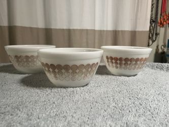Vintage Pyrex Orange New Dot Small Mixing Bowls - Set of 3