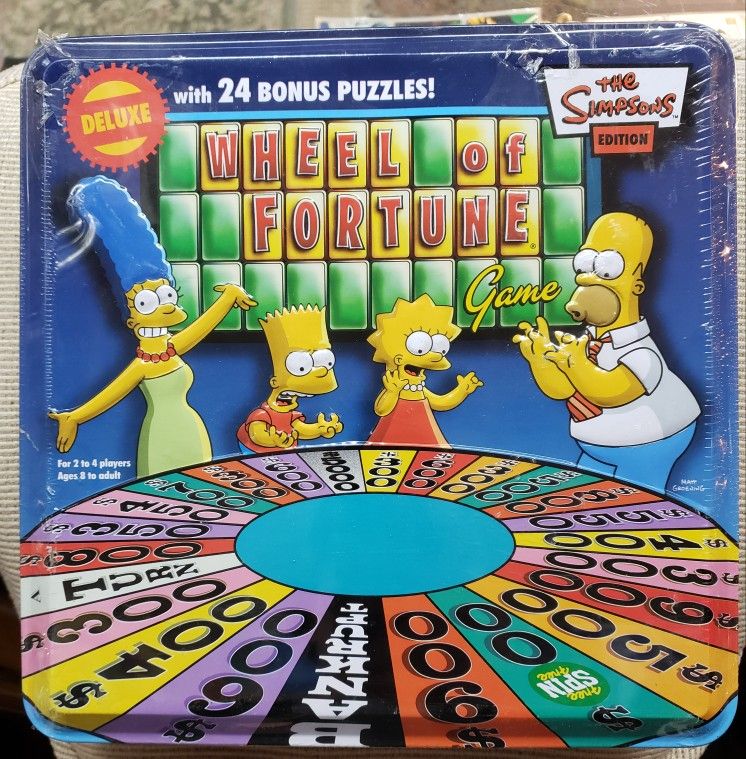 THE SIMPSONS "Wheel Of Fortune Game" Deluxe Edition in Tin Box, 2005, Sealed