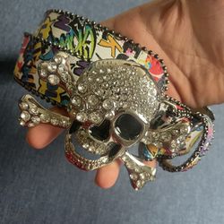 Multicolor Skeleton Rhinestone Belt - Designer - Streetwear 