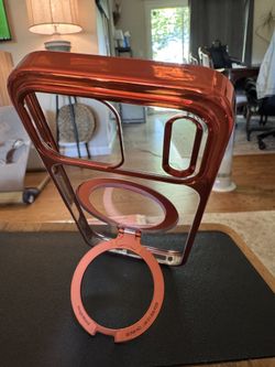 Brand New iPhone 17 Pro Max Case Chrome Orange & Clear w/360 Rotating MagSafe Stand