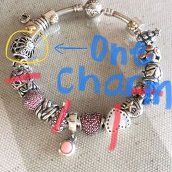 1 Pandora Synthetic Green spinel Charm With Gold