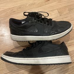 Nike Air Jordan 1 Low Golf Shoes Sz 10 Black Crocodile DD9315-003 Mint Condition