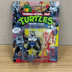 1991 PLAYMATES TEENAGE MUTANT NINJA TURTLES CHROME DOME THE MECHANICAL MSTER OF METAL.