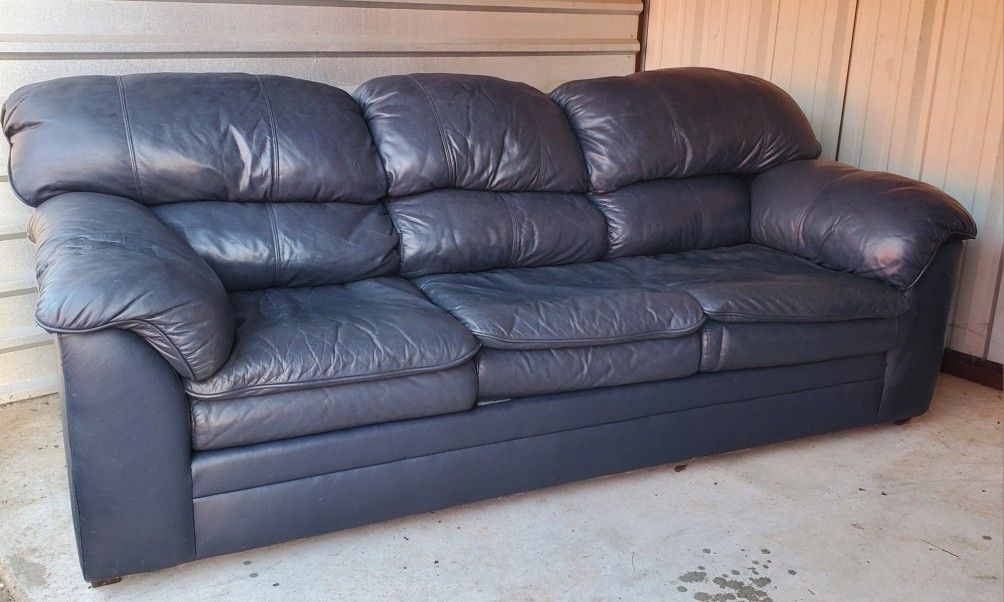 Navy Leather Couch & Chair