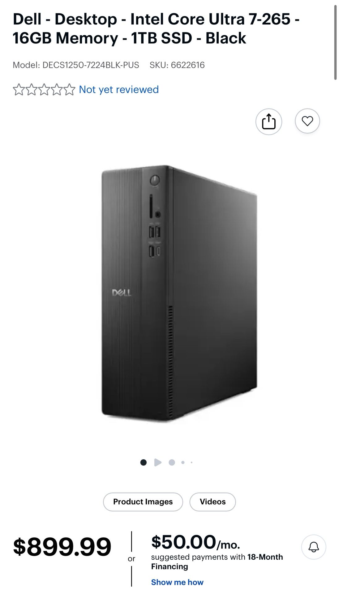 Dell Desktop Ultra 7 Computer 1TB